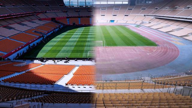 El antes y después del estadio de La Cartuja de Sevilla