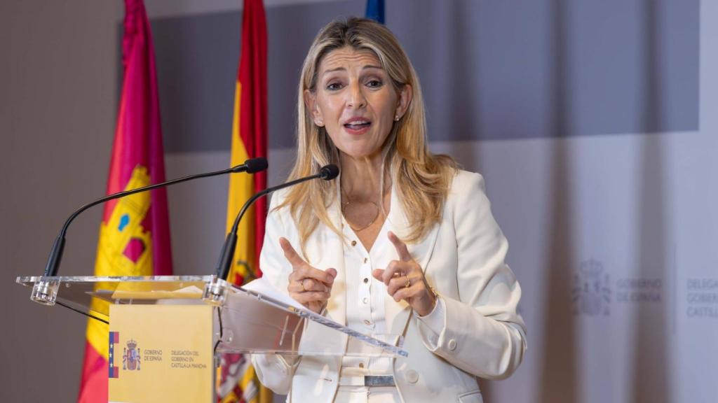 Yolanda Díaz durante una visita a Toledo en noviembre de 2024