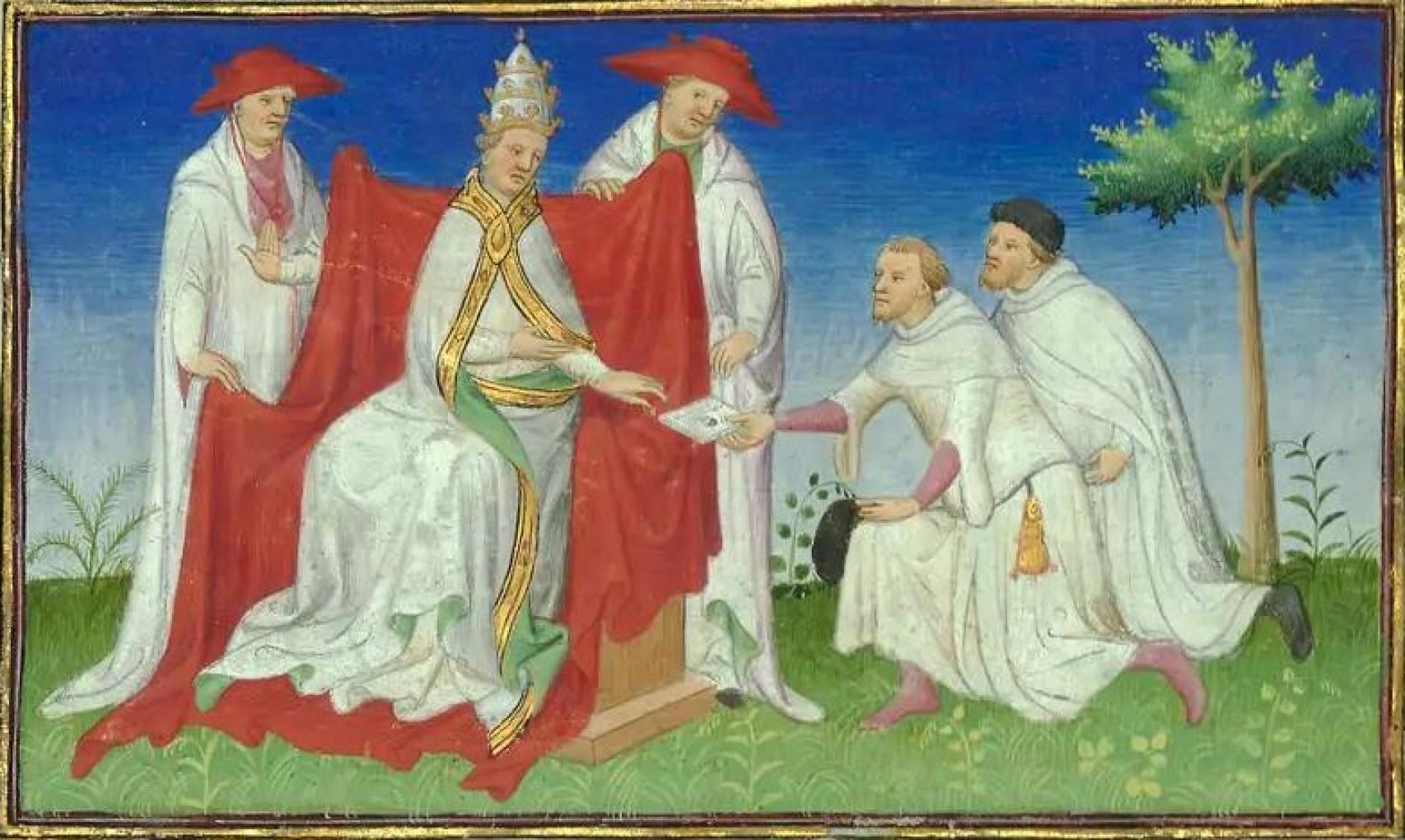 El Papa Gregorio X, recibiendo a los hermanos Niccolo y Maffeo Polo.
