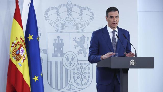 El presidente del Gobierno, Pedro Sánchez, en su segunda comparecencia institucional de este lunes, en Madrid, con motivo del gran apagón.