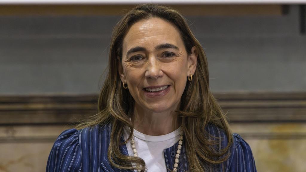 La directora gerente del Complejo Asistencial de Salamanca, Carmen Rodríguez Pajares, durante la atención a los medios
