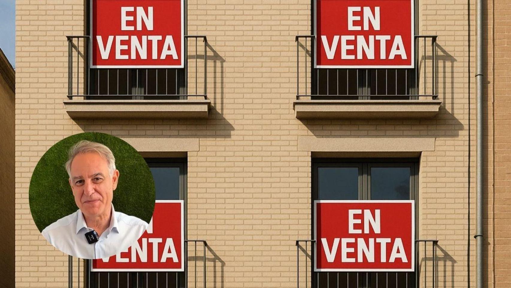 Montaje con Pablo Gil, economista y vivienda en venta.