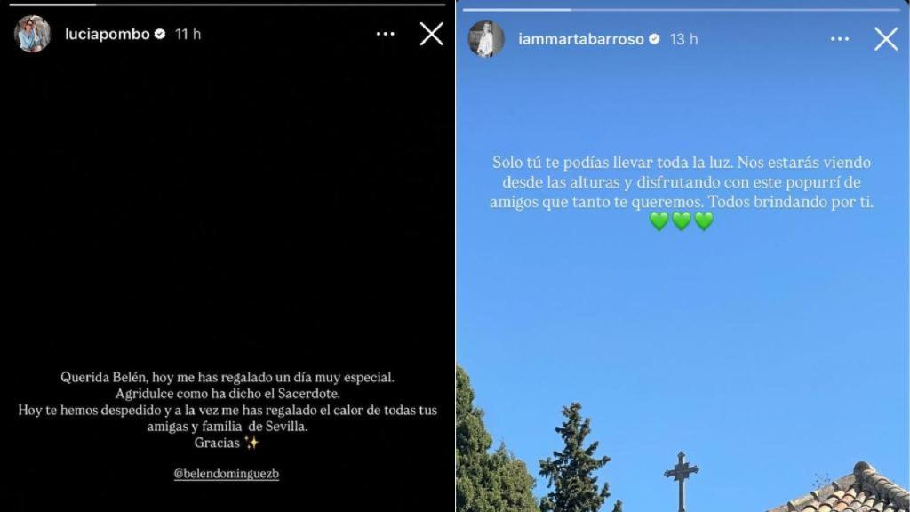 Los mensajes que Lucía Pombo y Marta Barroso han compartido en las redes sociales.