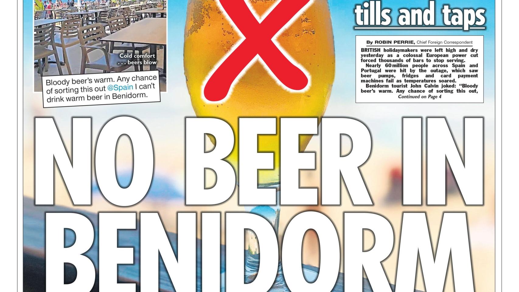 La cerveza no se acabó en Benidorm por el apagón, como alarmaba The Sun: "Bebieron incluso más"