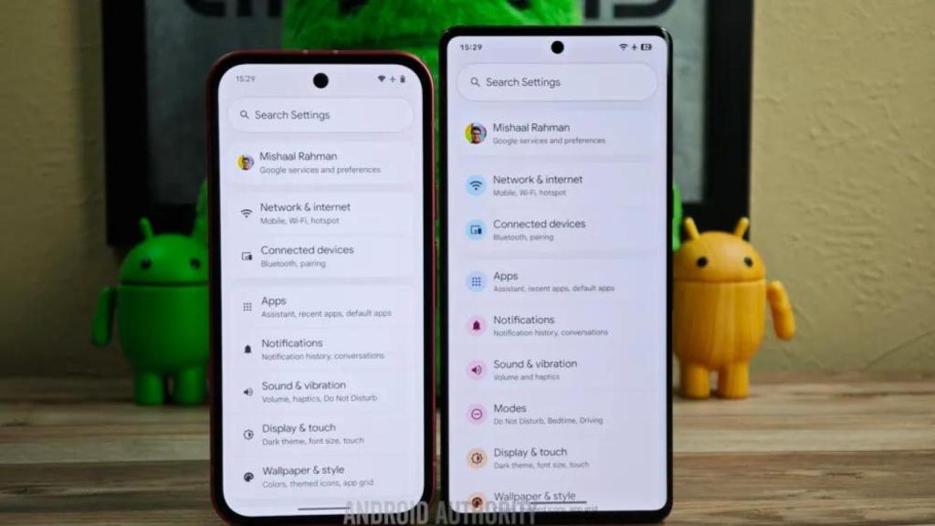 Android 16 (right) settings