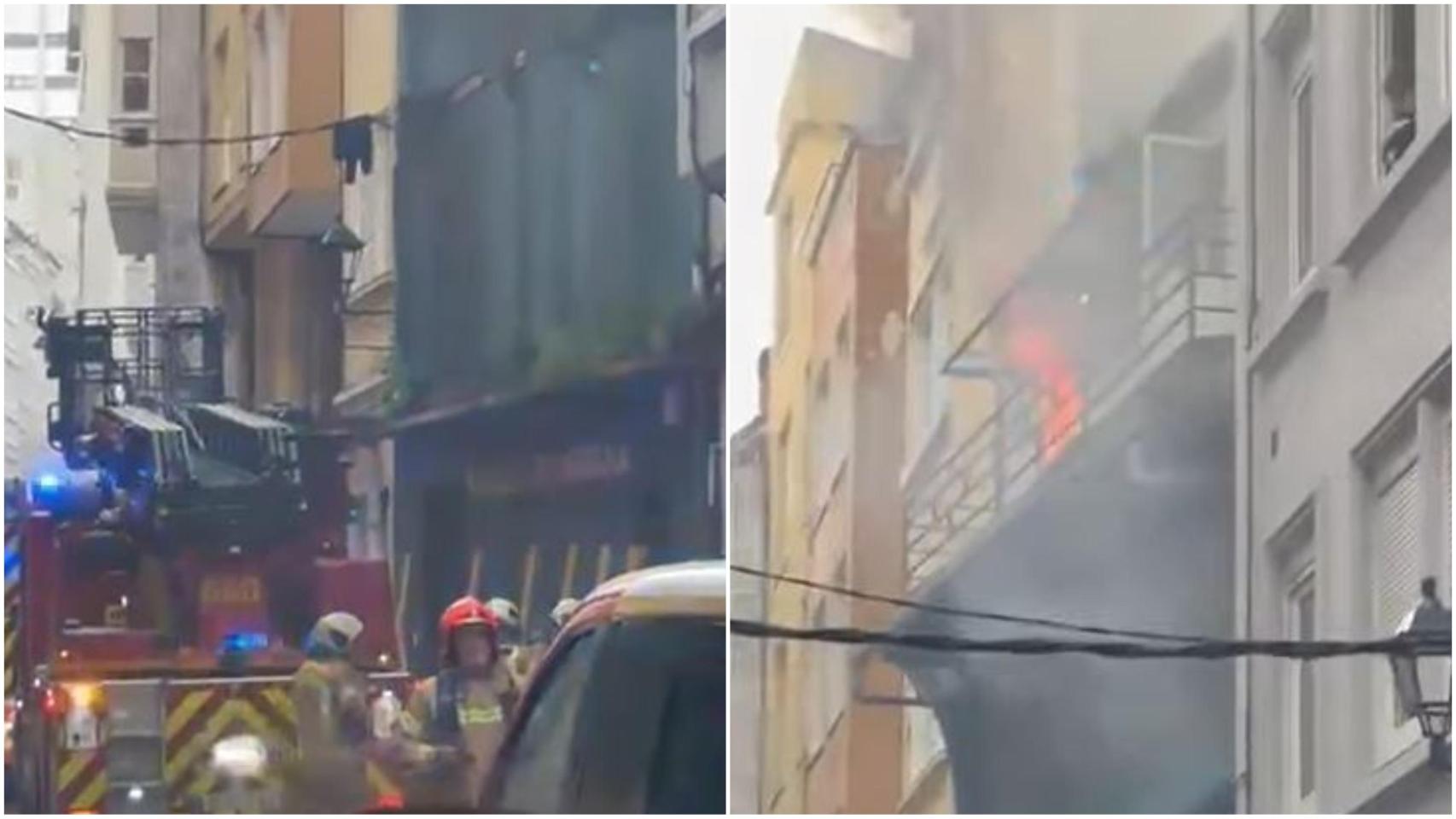 Incendio en el centro de A Coruña: sofocan el fuego de un piso en reformas en la calle Vista