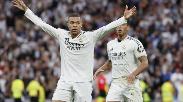 Mbappé celebra uno de sus goles contra el Celta de Vigo.