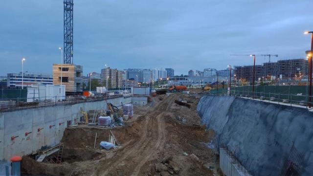 Excavaciones para construir edificios en el barrio de Xuxán.