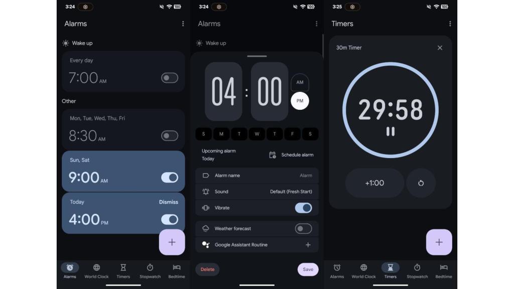 Nuevo diseño de la app de Reloj de Google con Material 3 Expressive
