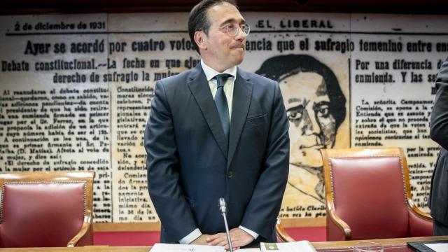 El ministro José Manuel Albares, este lunes, ante la Comisión de Asuntos Exteriores del Senado.