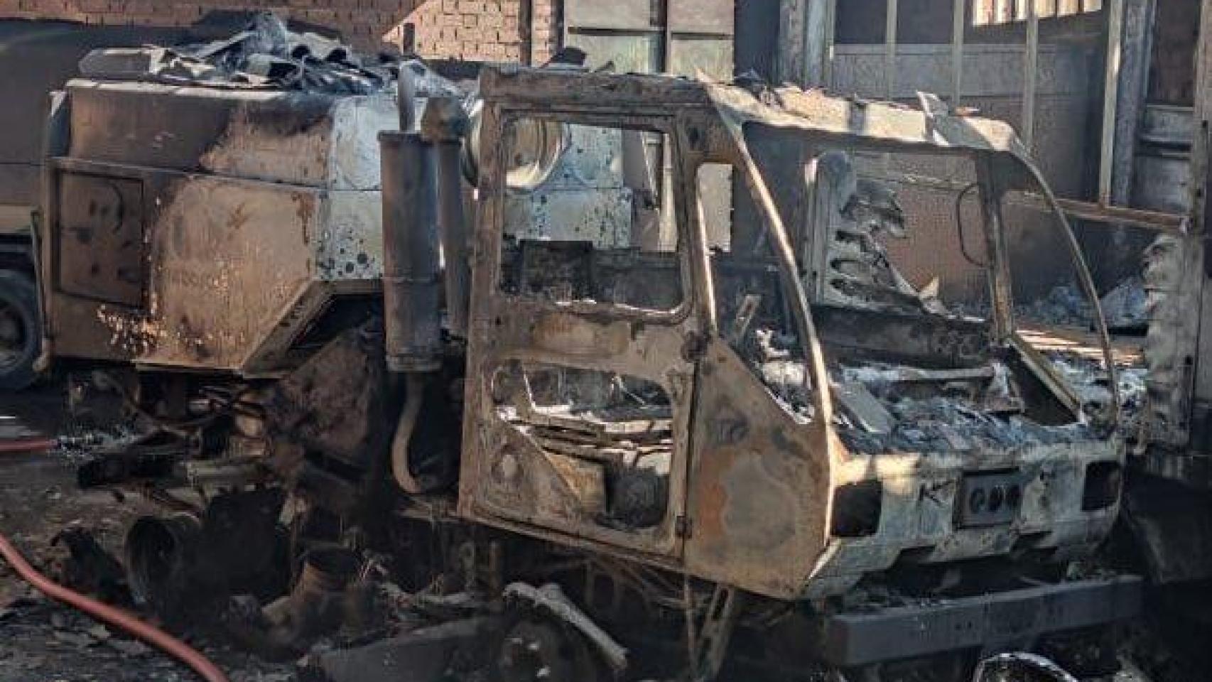 Susto en Tordesillas al incendiarse la nave de los servicios de limpieza