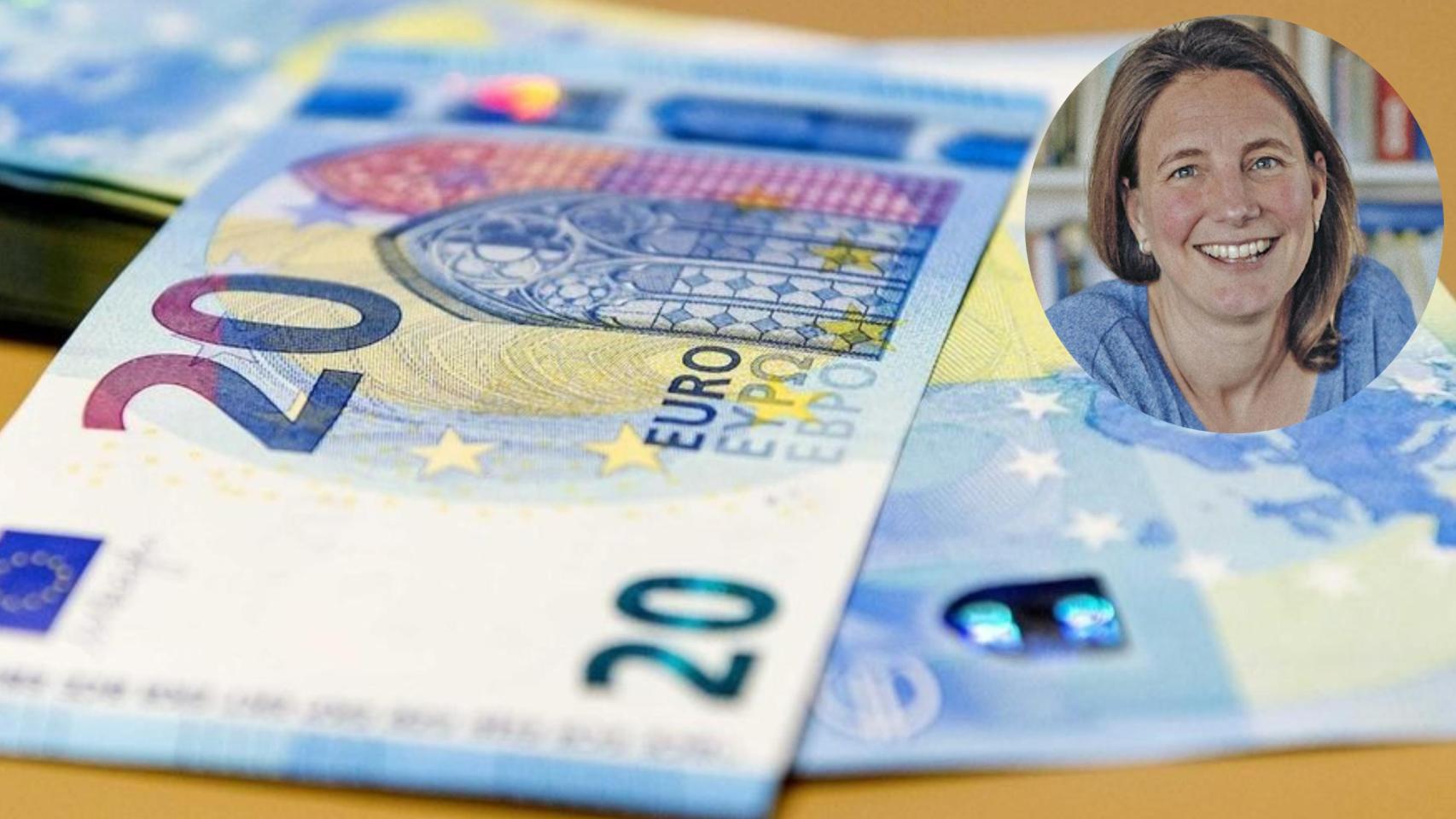 Diseño de Natalia de Santiago con billetes de 20 euros.