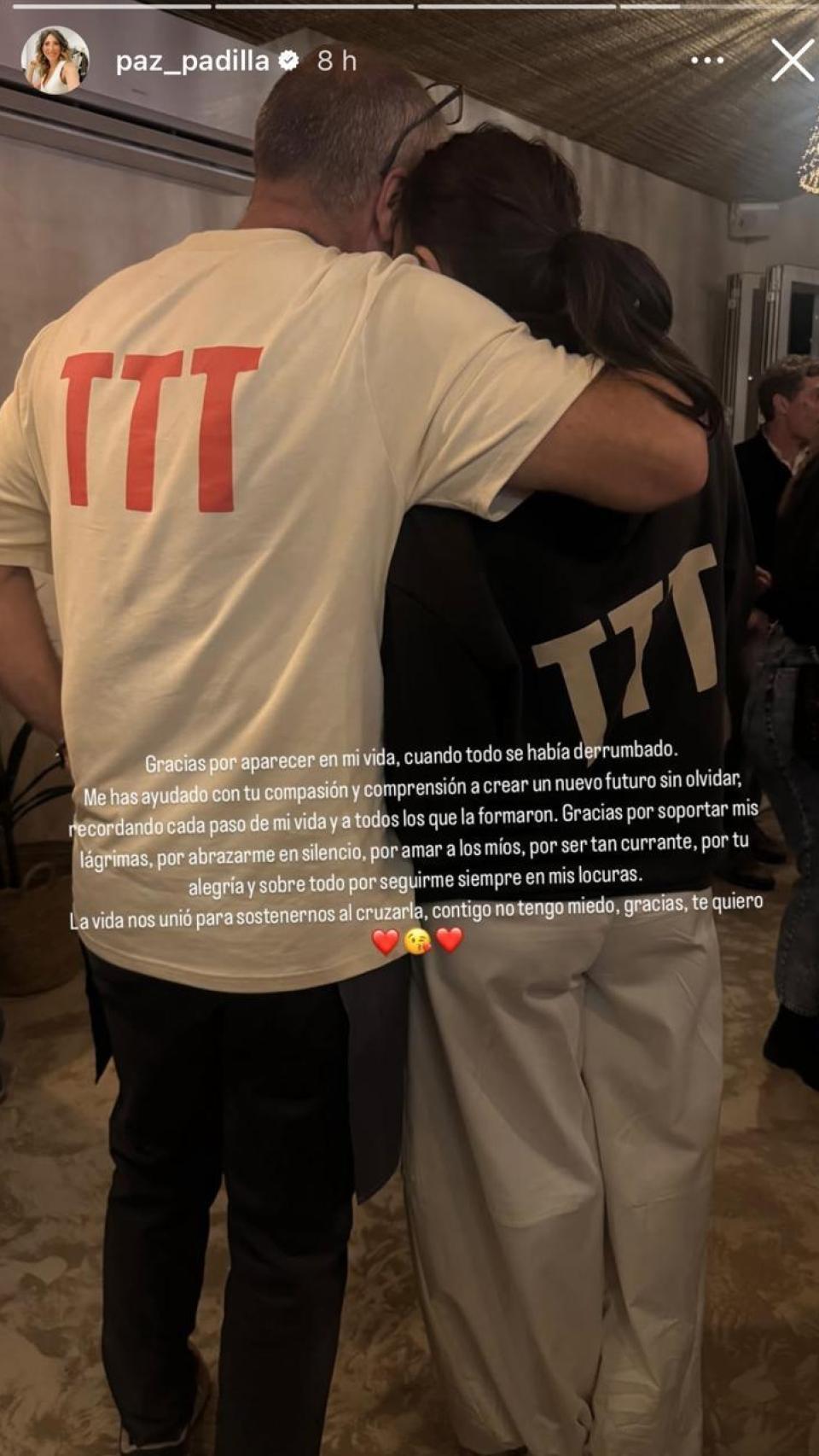Paz Padilla y Fran Medina, en una 'historias' de Instagram.