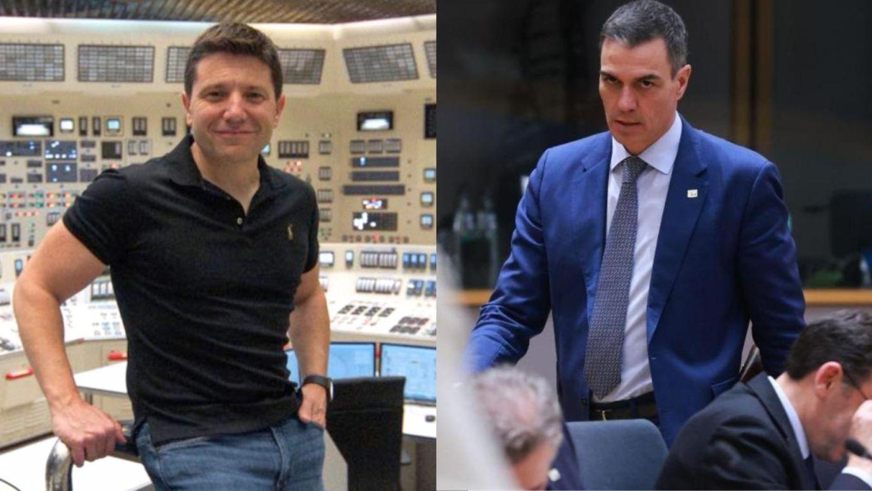 Montaje con el presidente del Gobierno, Pedro Sánchez, y Alfredo García, ingeniero.