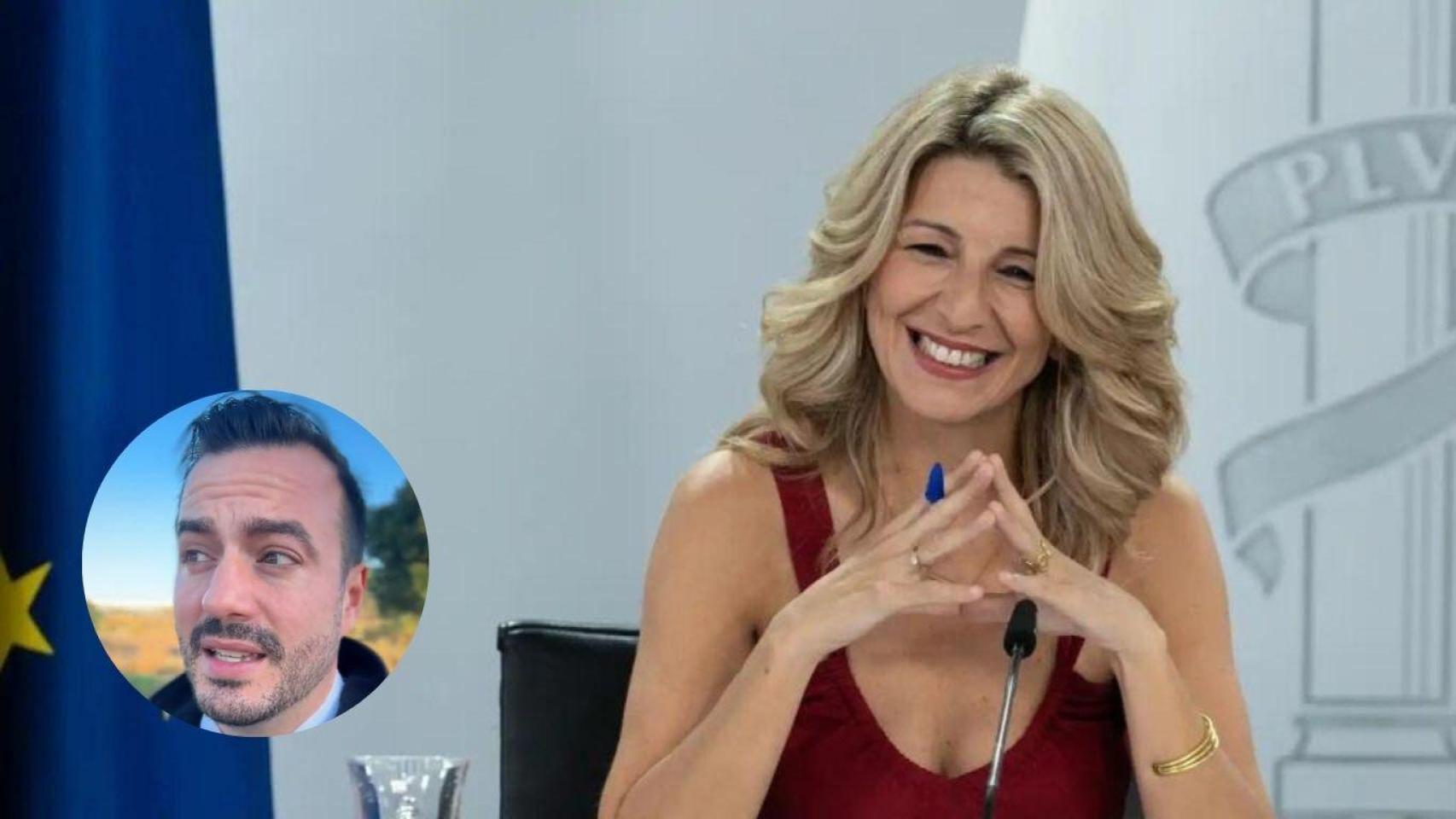 Montaje con la ministra de Trabajo, Yolanda Díaz e Ignacio de la Calzada, experto legal.