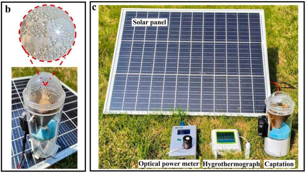 Extracto del estudio: panel solar unido al dispositivo para obtener agua de la atmósfera