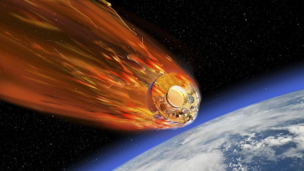 Representación de la reentrada atmosférica de una nave espacial