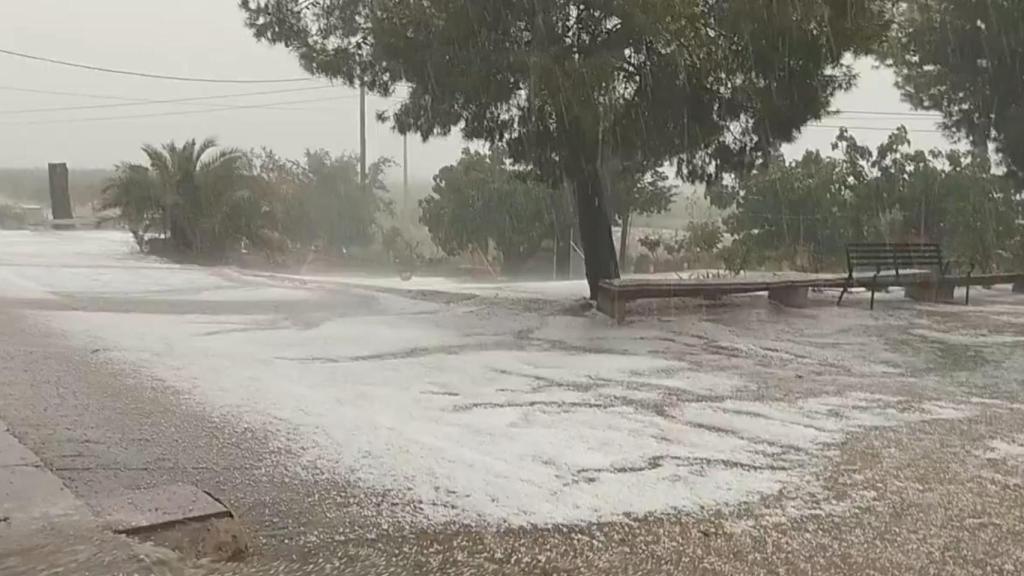 Granizada en Minateda (Hellín). Foto: 'X' de @MeteoHellín.