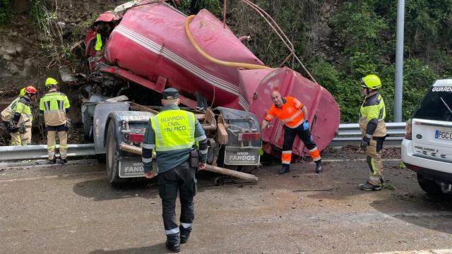 Imagen del siniestro vial en la N-260, en Fraga