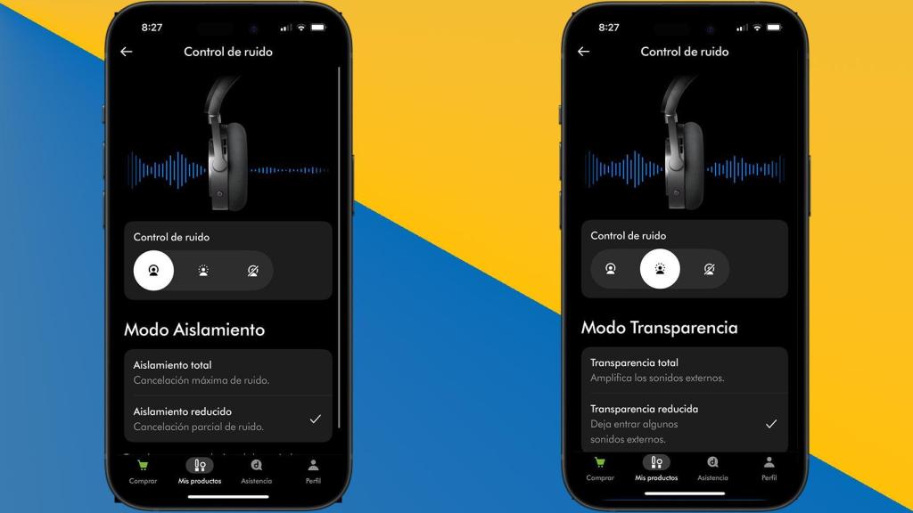 Capturas de pantalla de la app en un fotomontaje.