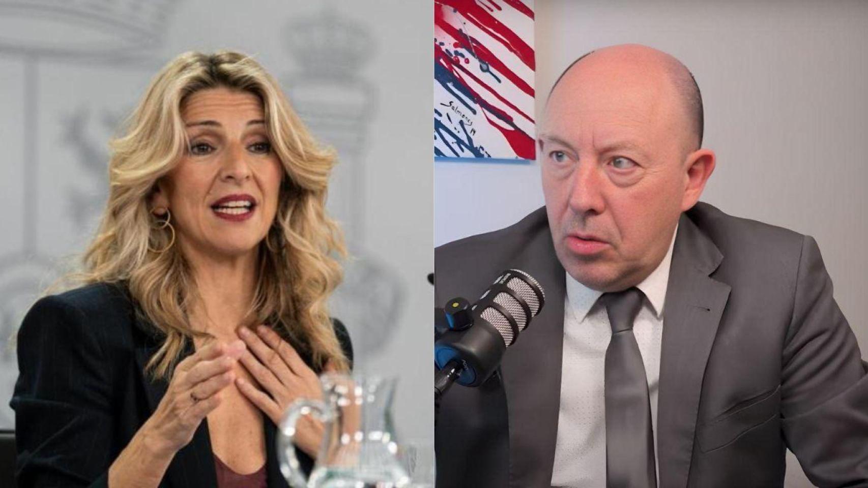 Montaje con Yolanda Díaz, ministra de Trabajo, y Gonzalo Bernardos, economista.