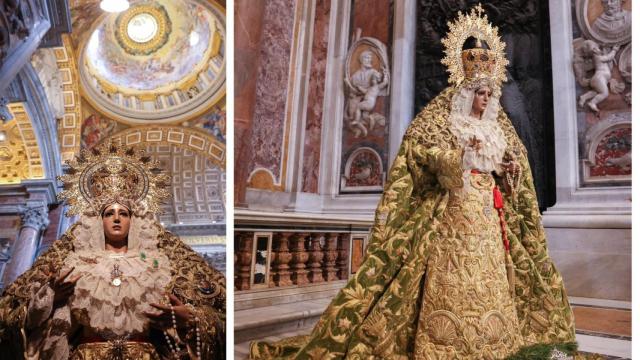 Un montaje con imágenes de la Virgen de la Esperanza.