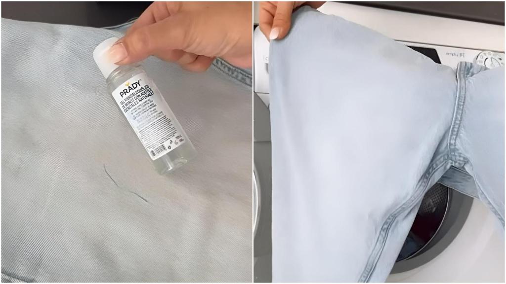 Imagen de Tamara Sánchez limpiando una mancha de bolígrafo en Instagram.