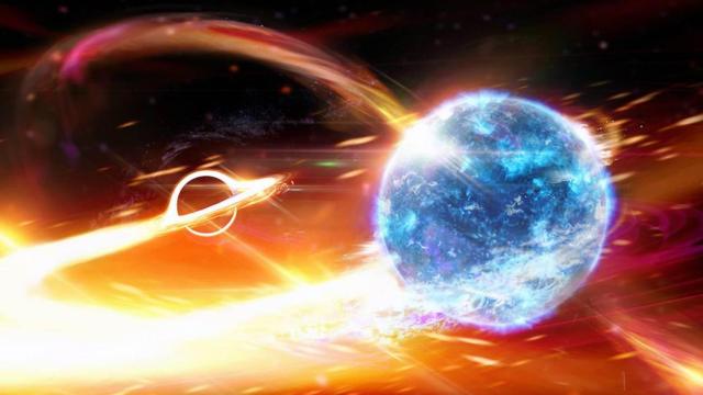 Recreación artística de una fusión de agujero negro y estrella de neutrones. / Carl Knox (OzGrav)