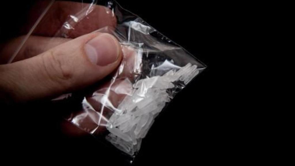 Una imagen de una bolsa con metanfetaminas.