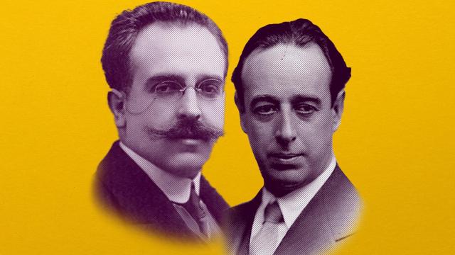 Los compositores Julio Gómez y Óscar Esplá. Diseño Rubén Vique