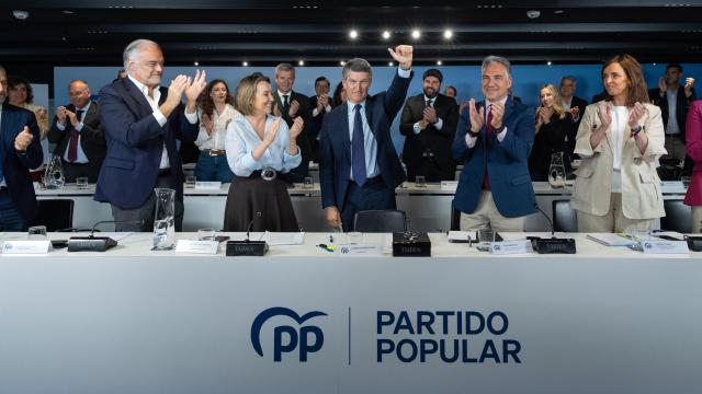 Alberto Núñez Feijóo tras su discurso ante la Junta Directiva Nacional del PP.