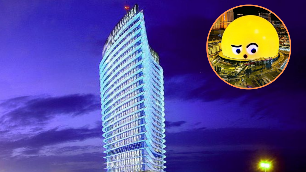 La Torre, junto a la esfera de Las Vegas de Oboria.