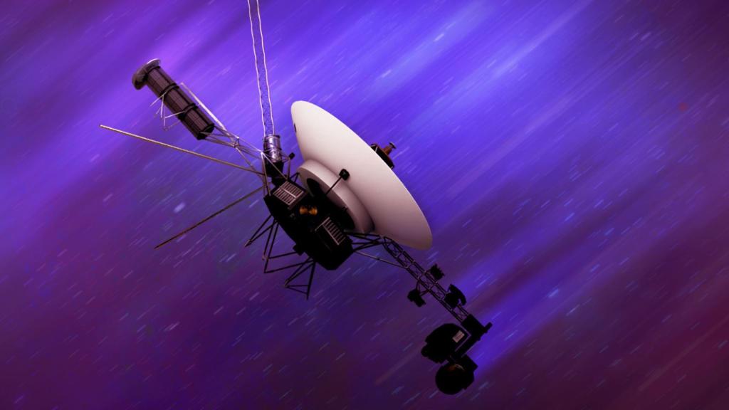 Imagen por ordenador de la sonda Voyager en el espacio.