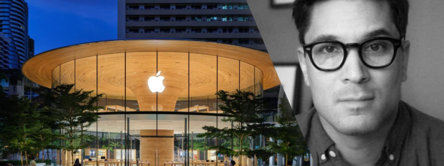 Fotomontaje de una tienda Apple y una foto de Mladen M. Hoyss.