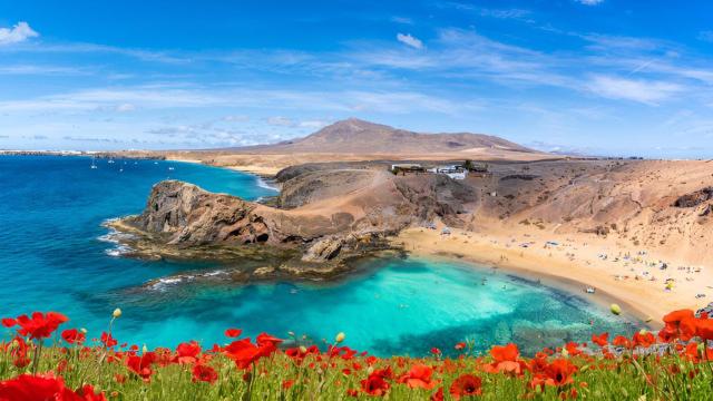 Paisaje con playa de Papagayo.