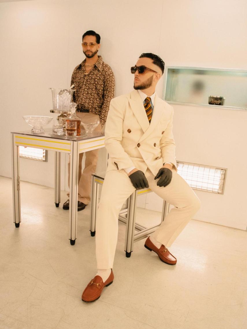 C. Tangana y Mora en Sala Cero durante la grabación del videoclip.