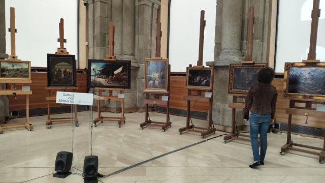 Los cuadros durante el acto de restitución en el Museo del Prado. Foto: Europa Press.