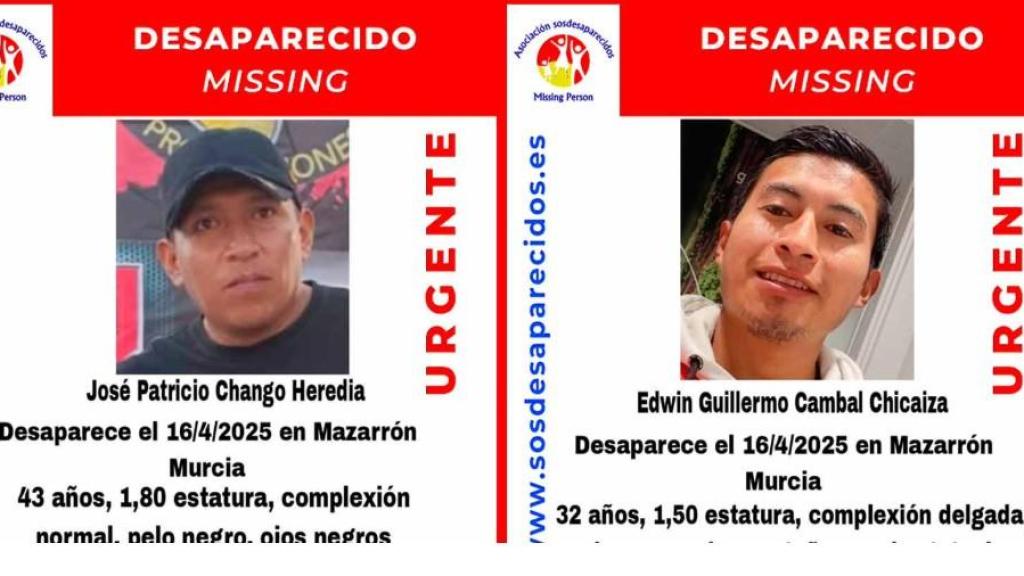 José Patricio y Edwin Guillermo en el cartel difundido por SOS Desaparecidos desde el 16 de abril.