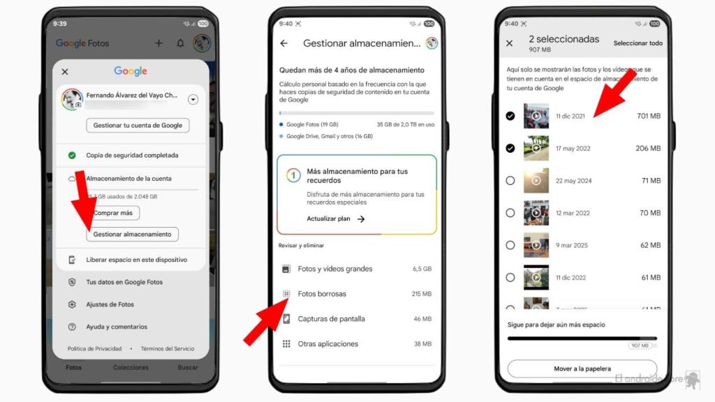 Deleting elements in Google Photos