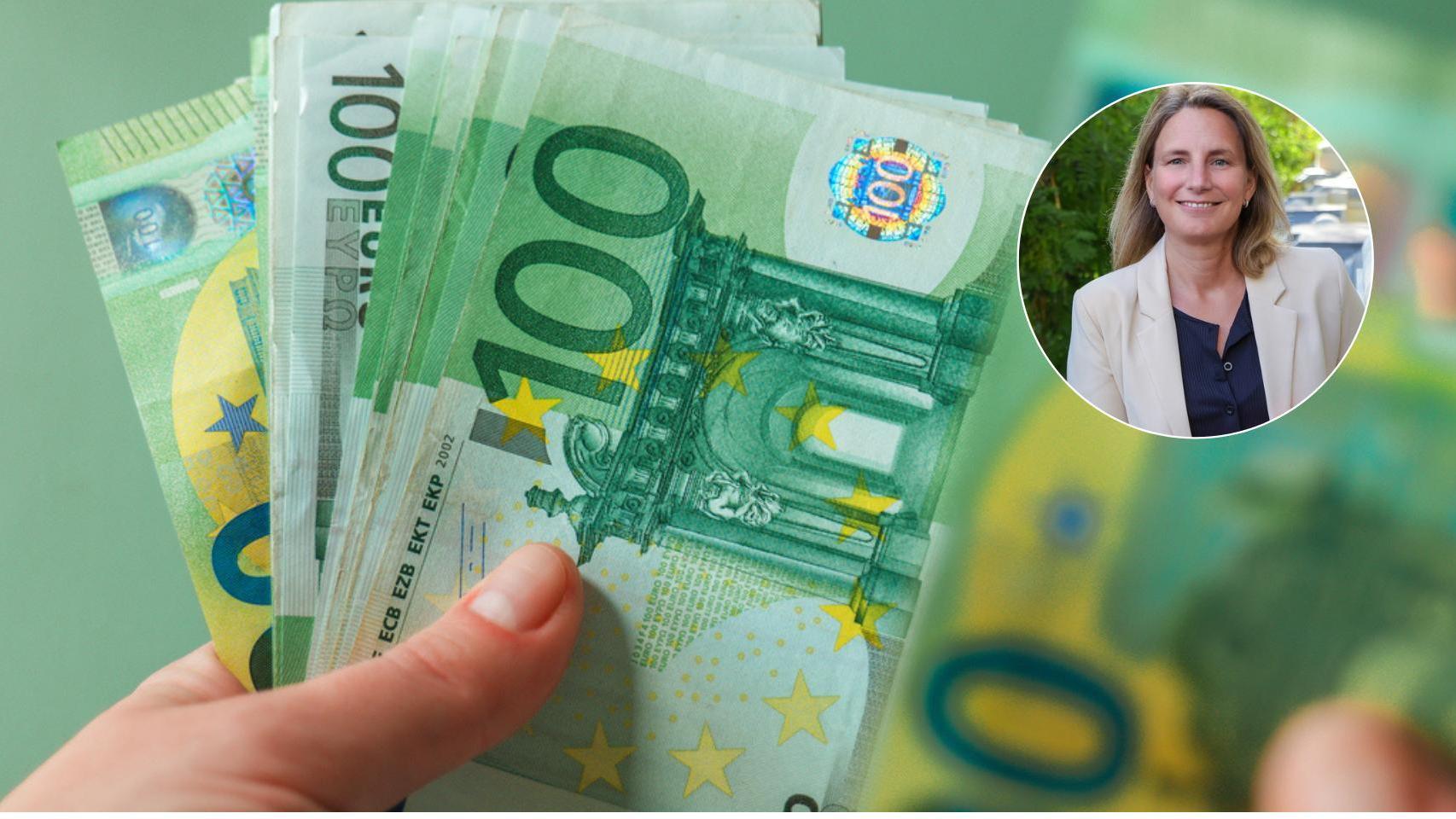 Montaje de Natalia de Santiago con billetes de euro.