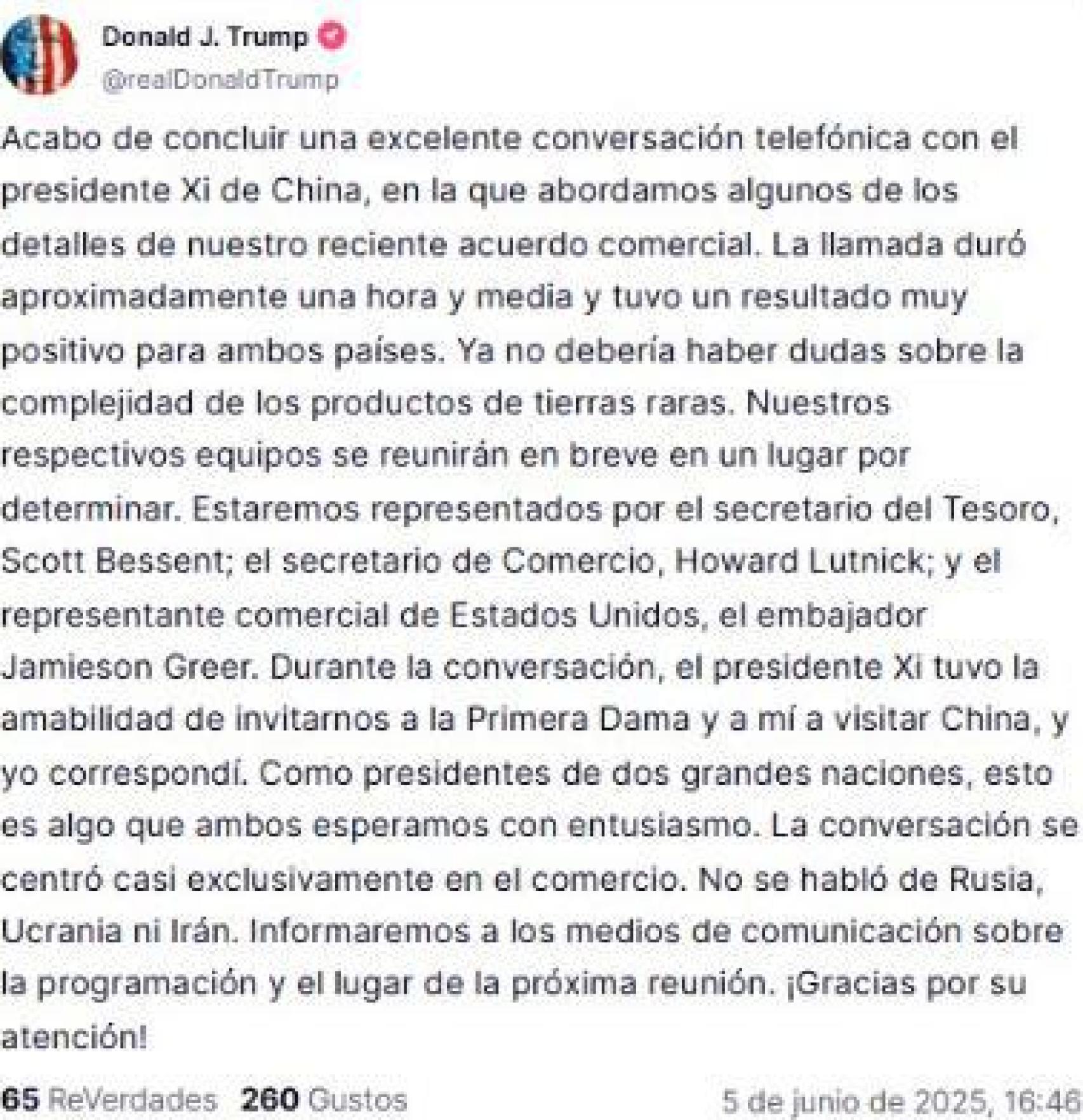 Tweet de Donald Trump