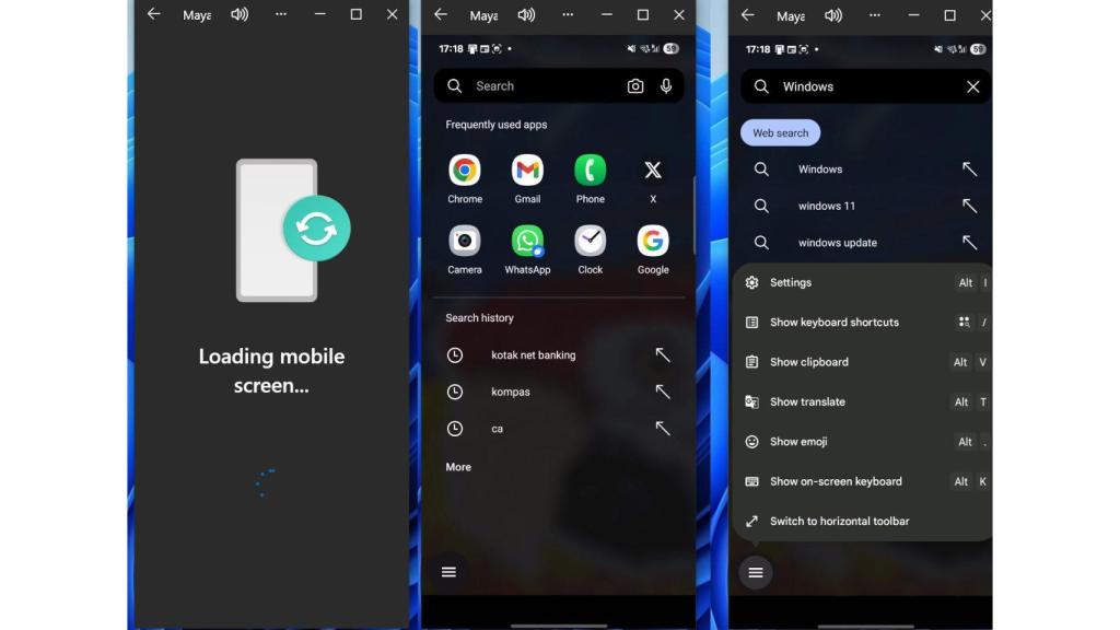 The new function to control the mobile screen from Windows 11