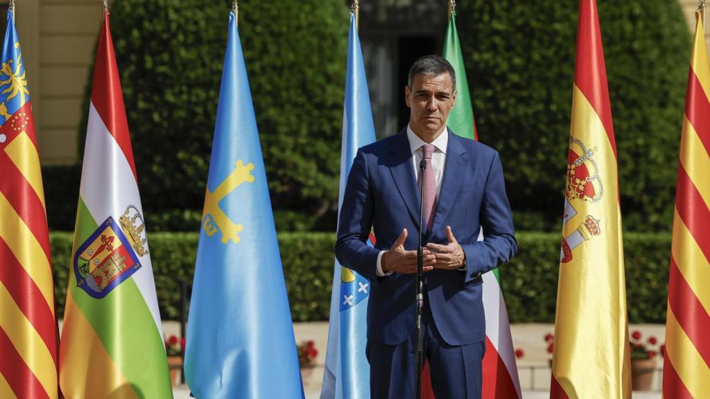 Pedro Sánchez durante su comparecencia en Pedralbes.