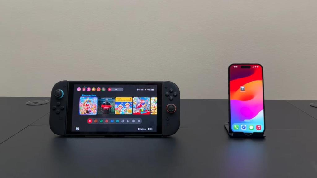 Switch 2 junto al iPhone.
