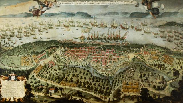 'Sitio y empresa de la ciudad de Salvador de la Baya de todos los Santos por Fadrique de Toledo Osorio'. Anónimo, h. 1630-1650. Colección de Alonso Álvarez de Toledo y Urquijo, marqués de Villanueva de Valdueza