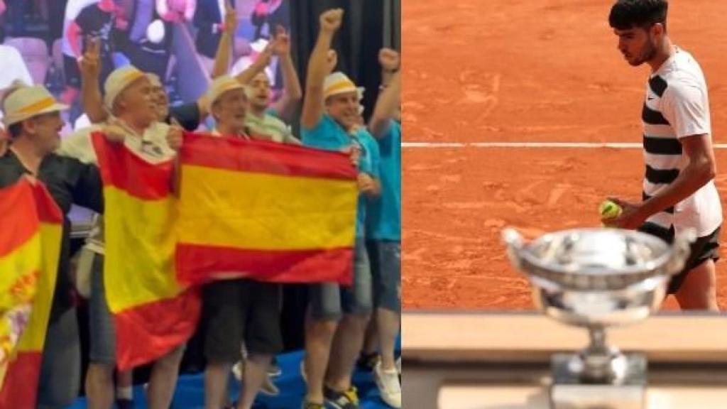 Los vecinos de El Palmar en el Espacio Joven Los Colorines donde han seguido en una pantalla gigante la final de Roland Garros.