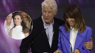 Richard Gere y Alejandra Silva se encuentran con la reina Letizia en Madrid.