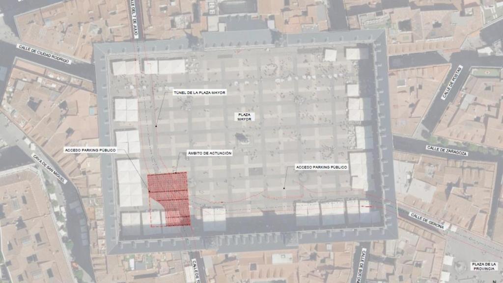 Parte de la Plaza Mayor afectada por la intervención.