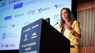 Inés Rey, alcaldesa de A Coruña, durante su intervención en la apertura del IV Foro Económico Español en Galicia 'La Galicia que viene'.