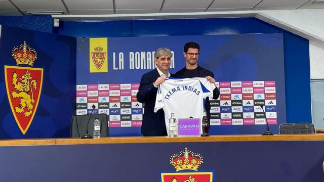 Txema Indias en su presentación con el Real Zaragoza.